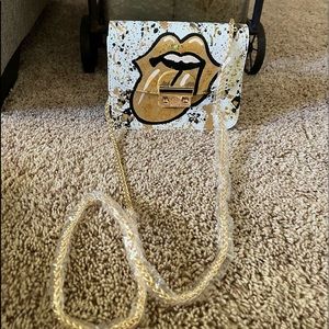 Brand new hand painted purse with Rolling Stones Tongue